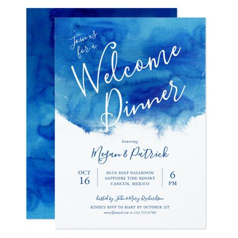 Sapphire Tide Wedding Welcome Dinner Invitation #Ad , #affiliate, #Wedding#Dinner#Invitation#Shop Welcome Dinner Invitation, Wedding Welcome Dinner, Welcome Dinner, Beach Dinner, Wedding Rehearsal Dinner Invitations, Fun Invitations, Rehearsal Dinner Invitation, Wedding Party Supplies, Dinner Invitation