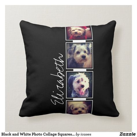 Dog Create, Black And White Photo Collage, White Photo Collage, Photograph Collage, Sublimation Pillow, Treats Gifts, Throw Pillow Diy, Family Photo Collages, Throw Pillows White