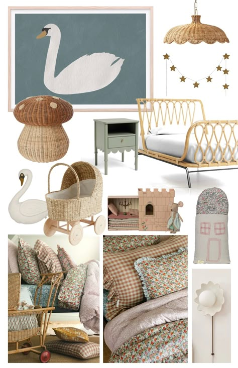 Maileg Inspired Bedroom, Toadstool Bedroom, Girls Bedroom Mood Board, Alter Space, Girls Bedroom Vintage, Vintage Girls Rooms, Room Mood Board, Maileg Mice, Vintage Kids Room