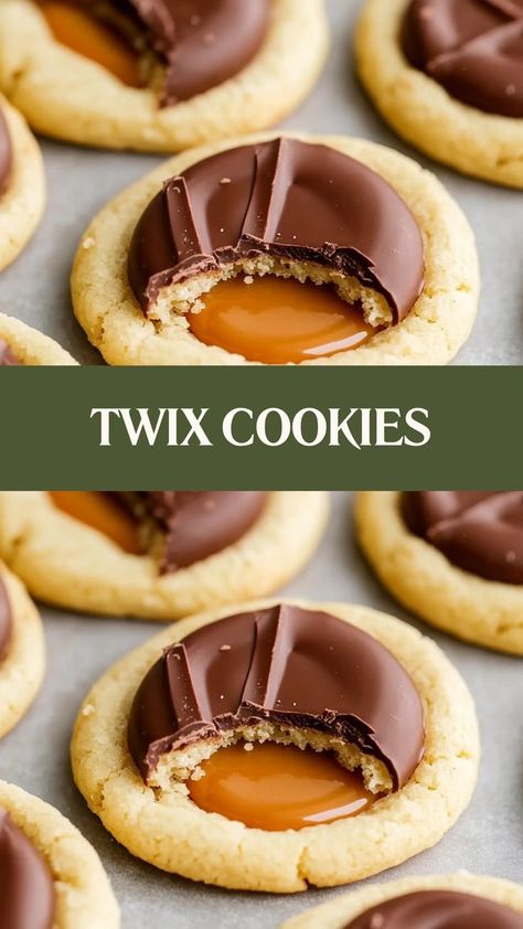 Indulge in a bite of heaven with these Twix Cookie Cups—where buttery cookies, caramel, and chocolate collide in perfect harmony! 🍪🍫 #TwixLove #CandyBarCravings #CookieCupMagic #ChocoCaramelDelight #SweetTreats #BakedWithLove #DessertGoals #HomemadeGoodness #SatisfyYourSweetTooth #BakingJoy Twix Candy Bar, Twix Cookie, Twix Candy, Buttery Sugar Cookies, Caramel Delights, Sugar Cookie Crust, Butterscotch Cookies, Caramel Dip, Twix Cookies