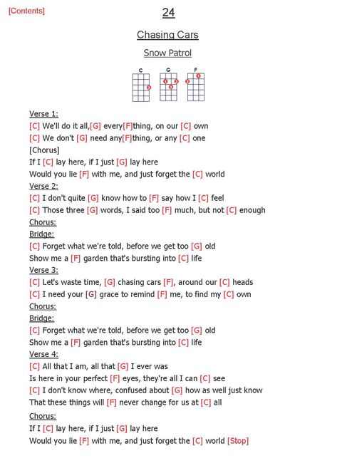 24. Chasing Cars - Snow Patrol Chasing Cars Guitar, Ukulele Songs Popular, Piano Songs Chords, Learn Ukulele, Ukulele Songs Beginner, Easy Ukulele Songs, Learn Guitar Songs, Ukulele Chords Chart, Ukulele Chords Songs