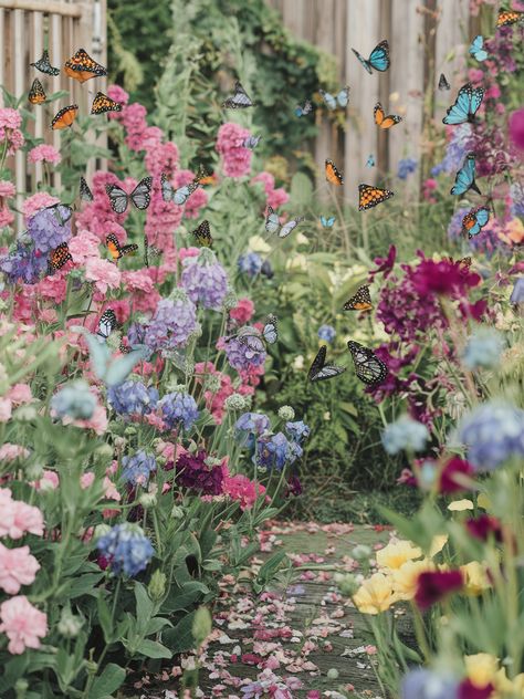 Transform your garden path into a colorful paradise like this! 🌸✨ Embrace nature's beauty and invite butterflies to dance amongst your blooms. Share your own garden magic! 💖🦋 . #homeandgarden #betterhomesandgardens #homegardening #homesandgardens #homegarden #gardenhome #gardeningathome #flowers #plants #beautifulflowers Lush Flower Garden, Butterfly Garden Aesthetic, Garden Magic, Adopt Idea, Embrace Nature, Garden Aesthetic, Garden Path, Vibrant Flower, Butterfly Garden