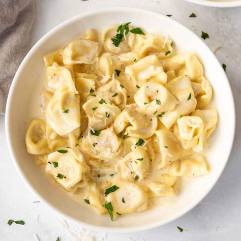 Panera Tortellini Alfredo Pasta - easydinnerrecipes.com Tortellini Alfredo, Tortellini Recipe, Creamy Alfredo Sauce, Chicken Pasta Dishes, Copycat Panera, Pasta Recipes Alfredo, Pasta Alfredo, Chicken Tortellini, Easy Pasta Dinner