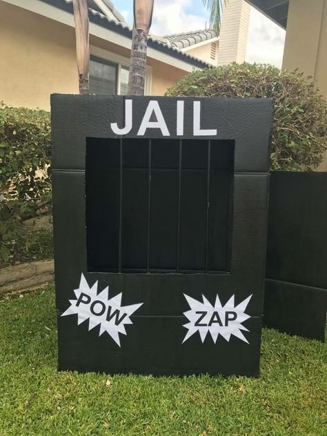 Trunk Or Treat Ideas Police Theme, Cops And Robbers Decorations, Jail Party Decorations, Police Car Trunk Or Treat, Monopoly Decorations Diy, Prison Decorations Ideas, Prison Theme Party Ideas, Trunk Or Treat Police Theme, Police Trunk Or Treat