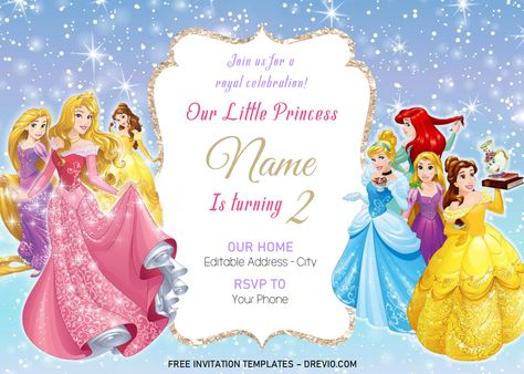 Nice Disney Princess Invitation Templates - Editable With MS Word Why do we need to celebrate birthdays?       Celebrating your kids’ birthday will not only give memorable gift to the kids, but also provides a great way for kids to socialize, interact and engage wit... Disney Princess Invitations, Princess Birthday Party Invitations, Princess Party Invitations, Princess Baby Shower Invitation, Princess Invitation, Disney Princess Birthday Party, Princess Theme Birthday, Princess Birthday Invitations, Princess Invitations