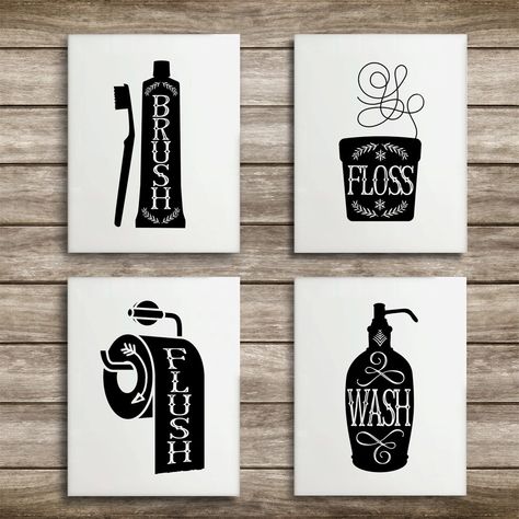 Diy Bathroom Wall Decor, Diy Bathroom Wall, Paintings Black And White, Calendar Decal, Wall Decor Black And White, Bathroom Canvas, White Photo Frames, Art Deco Bathroom, House Crafts