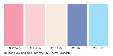 Sylveon (Pokemon) Color Scheme » Cartoon » SchemeColor.com Pokemon Color Palette, Pokemon Pink, Surprise Images, Hexadecimal Color, Light Blue Green, Color Palette Pink, Scrapbook Materials, Color Palette Design, Flag Colors