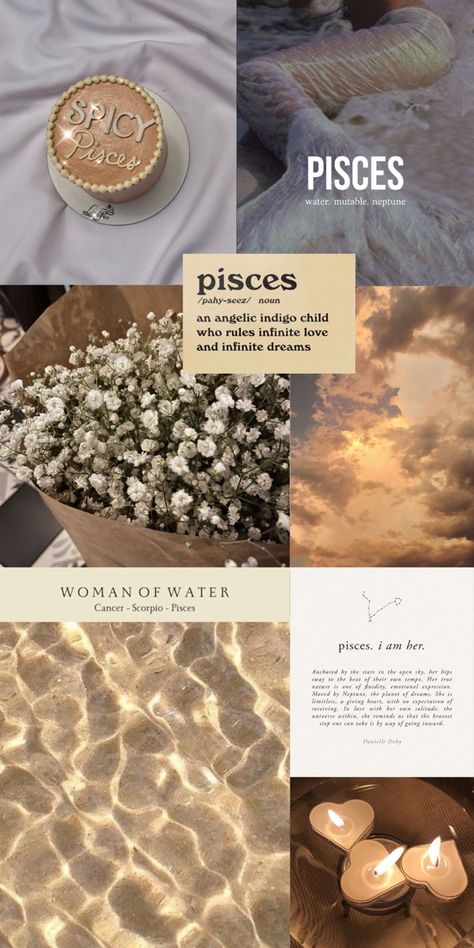 Pisces Collage Wallpaper, Pisces Sign Symbols, Pisces Aesthetic Wallpaper, Pisces Party, Pisces + Core + Aesthetic, Pisces Core, Pisces Princess, Pisces Wallpaper, February Pisces