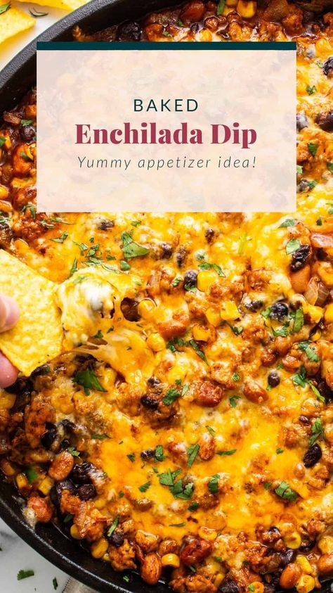 Healthy Enchilada Dip - Fit Foodie Finds Enchilada Bean Dip, Enchiladas Dip, Enchilada Dip Recipe, Enchilada Dip, Healthy Dip Recipes, Enchiladas Healthy, Chili Cheese Dips, Fit Foodie Finds, Homemade Enchilada Sauce