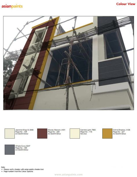 Exterior House Colors Indian Style Asian Paints, Front Elevation Colour Combination, Elevation Colour Combination, Exterior House Colors Indian Style, New Door Design, Exterior Color Combinations, Exterior Elevation, Front Wall Design, House Balcony