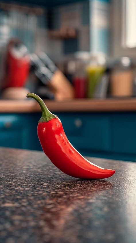 "Vibrant Red Chili: A solitary red chili pepper stands out on a kitchen countertop with blurred background. #foodphotography #spicy #cooking #hot #gourmet #photography #download ⬇️ Download and 📝 Prompt 👉 https://stockcake.com/i/vibrant-red-chili_300178_176144" Red Chili Peppers, Red Chili, Blurred Background, Kitchen Countertop, Chili Pepper, Nature Scenes, A Kitchen, Vibrant Red, Free Stock Photos