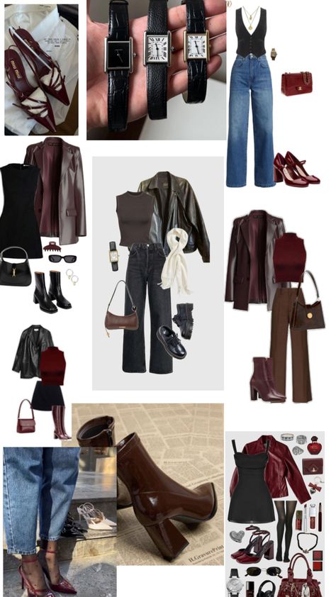 Outfit inspiration for fall with maroon tones Red Outfit Winter, Maroon Outfit, Capsule Wardrobe Casual, Color Outfits, Stylish Work Attire, Deep Winter, Casual Day Outfits, Fashion Mistakes, Casual Winter Outfits