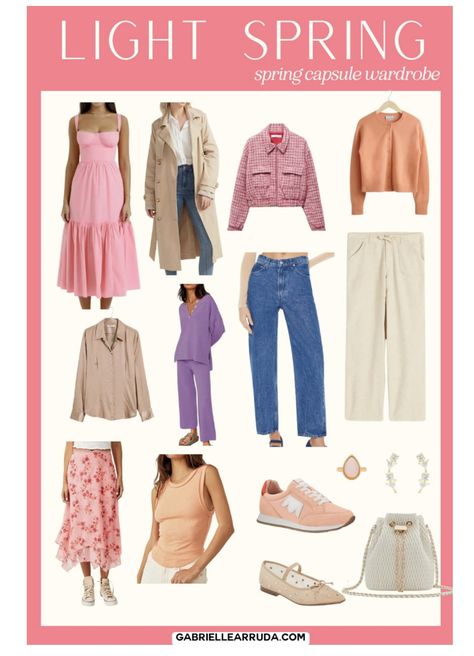 Spring Pallete Color Outfits, Light Spring Outfits Capsule Wardrobe, Light Spring Color Combinations, Soft Spring Outfits, Light Spring Neutrals, Light Spring Celebrities, Light Spring Capsule Wardrobe, Light Spring Outfits, Light Spring Color Palette Outfits