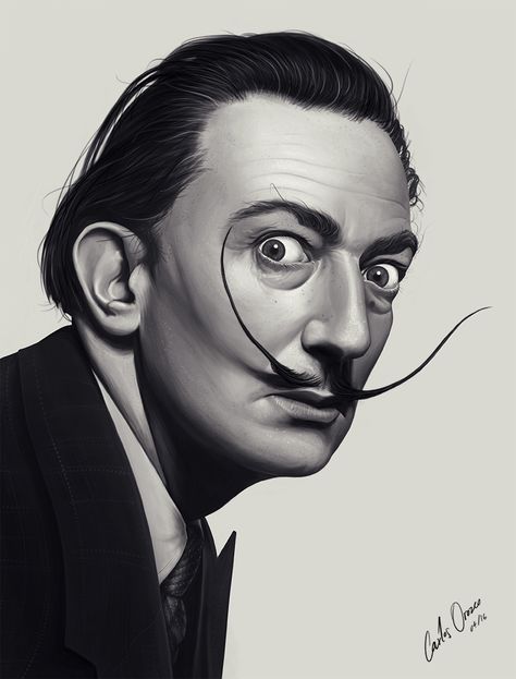 Dalí on Behance Digital Portrait, Pencil Drawing, Pencil Drawings, Sketch, Pencil, Black And White, Drawings, Anime, Black