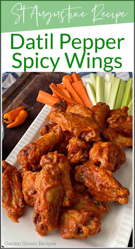 These datil pepper spicy wings are made with delicious hot sauce using fresh datil peppers and regular chicken wings Datil Pepper Recipe, Datil Peppers, Datil Pepper, Pepper Sauce Recipe, Canning Kitchen, Homemade Hot Sauce, Healthy Woman, Spicy Wings, Specialty Food Store