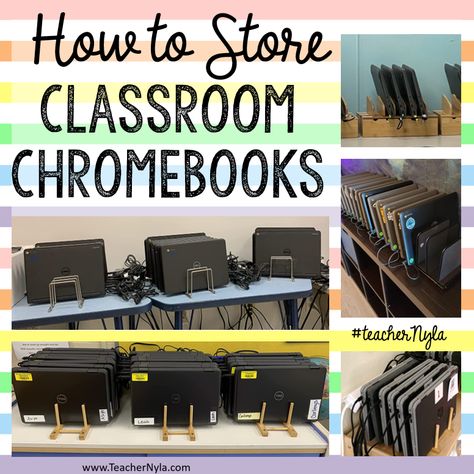 How To Store Classroom Chromebooks Easily | Nyla's Crafty Teaching Chromebook Organization, Chromebook Storage, Organization Classroom, Ipad Storage, Classroom Diy, Superhero Classroom, Classroom Storage, Storage Tips, Diy Classroom