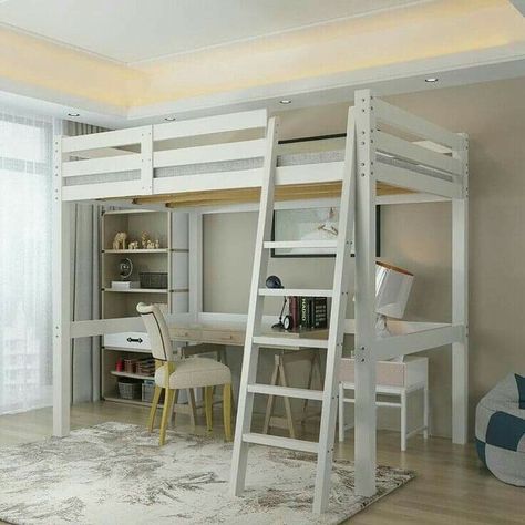 High Sleeper Bed Ideas, Loft Bed Diy, Adult Loft Bed, Loft Bunk Bed, Loft Beds For Small Rooms, Girls Loft Bed, Loft Bunk, Wooden Loft, Adult Bunk Beds