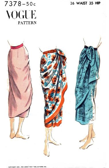 Vogue #7378 sarong skirt Sarong Skirt Pattern, Sarong Skirt Outfit, Sarong Fashion, Modern Filipiniana Gown, High Fashion Style, Zebra Print Skirt, Resort Wear Beach, Sarong Skirt, Elegant Scarves