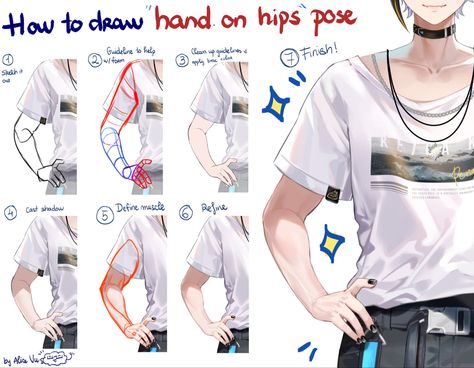 Hand On Hip, Concept Art Tutorial, Digital Painting Techniques, Anime Drawing Books, Hands On Hips, Art Tools Drawing, Anime Guys Shirtless, Coloring Tutorial, Digital Painting Tutorials