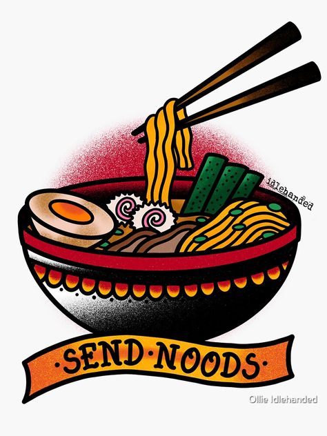 "Send Noods" Sticker by QuantumTattoo | Redbubble Send Noods, Top Artists, Sticker Design, Sell Your Art, Vinyl Sticker, Halloween Costumes, Vinyl, For Sale, Quick Saves