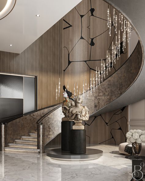 درابزين السلم, Luxury Room Design, Villa In Dubai, Luxury Houses Entrance, Living Room Staircase, Stair Design Architecture, Staircase Interior Design, Luxury Ceiling Design, Luxury Staircase