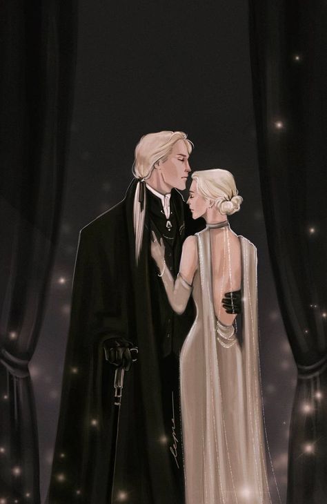 Lucius Malfoy Drawing, Malfoy Family Aesthetic, Lucissa Fanart, Narcissa Fanart, Narcissa Malfoy Fanart, Lucius Malfoy Art, Narcissa Malfoy Hair, Lucious Malfoy, Malfoy Family