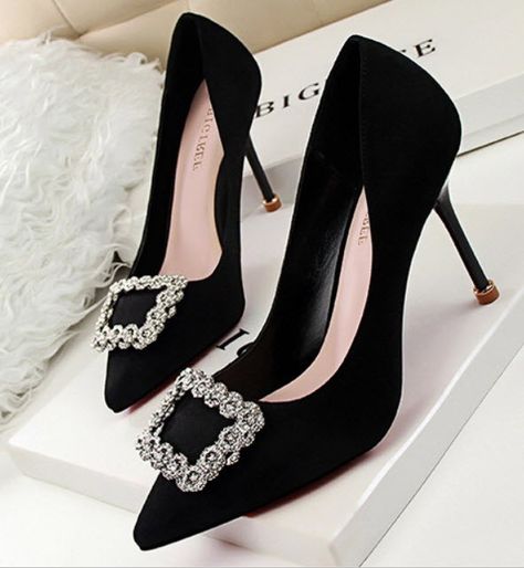 eBlueJay: 86h091 luxury metallic buckle pointy pump, US Size 4-8.5, black Heels Luxury, Shoes Office, Luxury Heels, Shoes Bride, Fashion Shoes Heels, Rhinestone High Heels, Shoes Heels Classy, Wedding Shoes Bride, Rhinestone Shoes