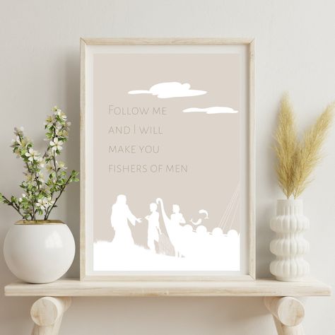 Bible Sketches, Bible Poster, Fishers Of Men, Boho Christian, Bible Wall Art, Jesus Wall Art, Matthew 4, Jesus Prints, Boutique Interior