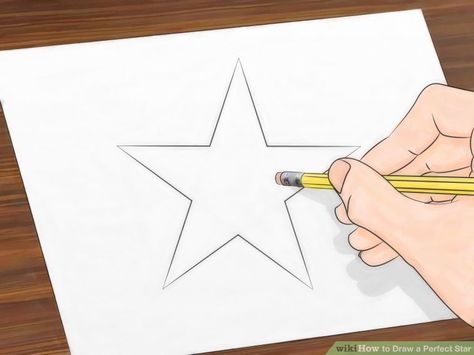 How to Draw a Perfect Star: 13 Steps (with Pictures) - wikiHow Draw Stars Doodles, How To Draw Stars Easy, How To Draw A Perfect Star, How To Draw A Star Step By Step, How To Draw Stars, How To Draw A Star, Drawing A Star, Draw A Star, Sketches Pencil