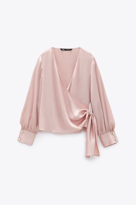 Outer Satin, Hijab Stile, Blouse Satin, Stile Hijab, Yennefer Of Vengerberg, Crossover Top, Mode Zara, Zara Portugal, Soiree Dress