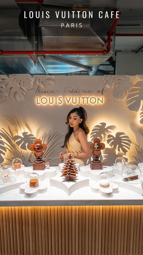 Louis Vuitton cafe ✨This cafe has one of the best desserts in Paris. It’s located above the LV DREAM exhibition. Every dish is adorned with… | Instagram Louis Vuitton Cafe Paris, Louis Vuitton Cafe, Hazelnut Entremet, Places In Paris, The Best Desserts, La Marzocco, Nyc Travel, Paris Travel Guide, Graphic Motif