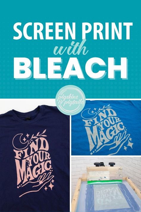 Screen Print Design Ideas, Bleach Gel Diy, Bleach Gel Art, Bleach Screen Print Shirt, Sublimation Vs Screen Printing, Bleach Gel Shirt Diy, Screen Print With Vinyl, How To Make Screen Print Transfers, Diy Screen Printing Frame