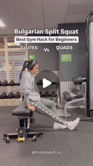 Dilek Akmergiz on Instagram: "Bulgarian Split Squat: Glutes vs Quads 👌🏼

Best Gym Hack for Beginners✅

Know the difference 😉

Cc @fitnessdilekofficial 

#bestgymhacks #gymhacks #fitnesshacks #bulgariansplitsquats #bulgariansquats #gymtips #workouttips #glutesworkout #bootyworkout #bootybuilding #quadsworkout #gymworkout" Glutes Vs Quads, Split Squats, Bulgarian Split Squats, Gym Tips, Split Squat, Best Gym, Glutes Workout, I Work Out, Gym Workouts