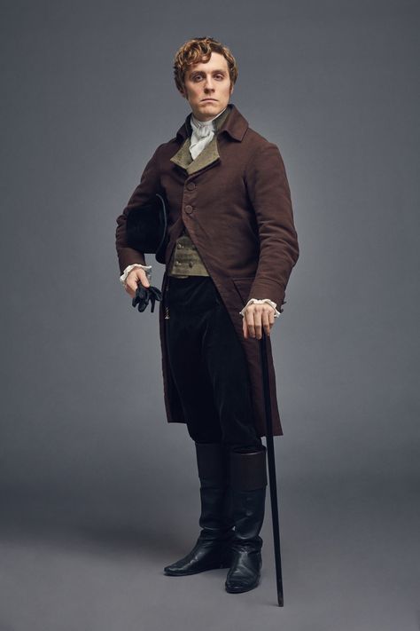 Jack Farthing in character as 'George Warleggan' in "Poldark". 19 Century Fashion Men, Gothic Poses, Poldark Series, 19th Century Men, Lady Susan, 1850s Fashion, Coast Fashion, Speak Easy, Victorian Era Fashion