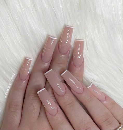 Pin on Uñas postizas Long Tapered Square Nails French Tip, French Tapered Square Nails, Nude Tapered Square Nails, Acrylic Nails Nude, Tapered Square Nails, Nagellack Trends, Ombre Acrylic Nails, French Tip Acrylic Nails, Nail Stuff