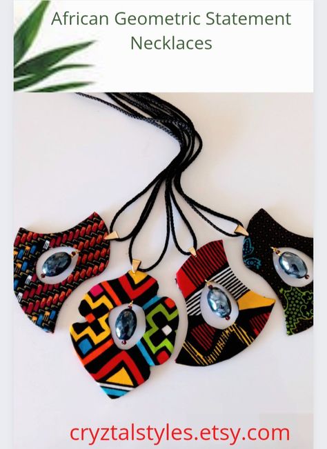 African Necklaces, Fabric Pendant, Geometric Pendant Necklace, African Accessories, Handmade Pendant Necklace, African Clothes, African Necklace, Unique Mothers Day Gifts, Handmade African