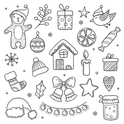 Easy Christmas Drawings, Snowflakes Drawing, Winter Drawings, Christmas Doodles, Drawing Templates, Christmas Coloring, Christmas Tree With Gifts, Christmas Drawing, Christmas Cartoons