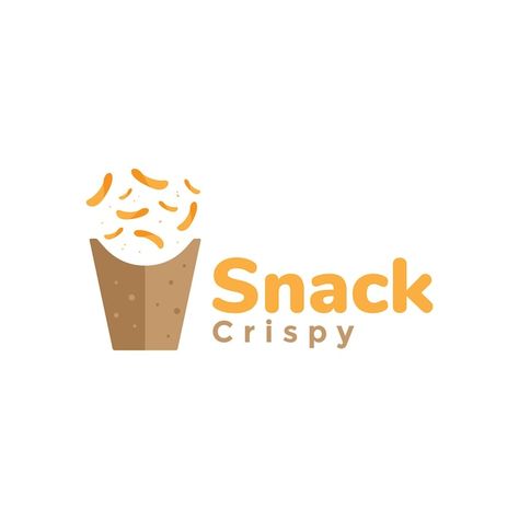 Crunchy snack with paper package logo de... | Premium Vector #Freepik #vector #chips #chips-logo #potato-chips #potato-chip Logo Basreng Pedas Aesthetic, Logo Cemilan Keripik, Logo Brand Makanan, Snacks Logo Design, Snack Logo Design Ideas, Chips Logo Design, Lays Logo, Chips Logo, Logo Snack