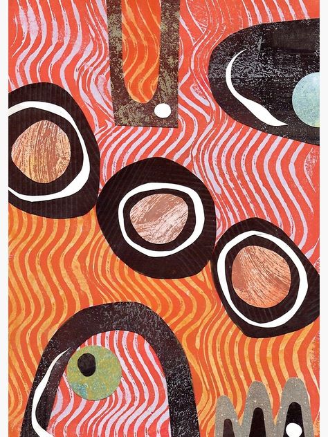 "Funky retro orange print" Art Print by bearoberts | Redbubble Black And White Contrast, I Love Art, Orange Tiles, Gelli Printing, Carpet Shops, Orange Print, Gelli Plate, Funky Design, Spiral Design