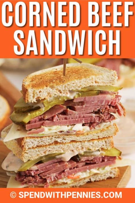 Corn Beef Sandwich Ideas, Corned Beef Sandwich Ideas, Corn Beef Sandwich, Corned Beef Sandwich Recipe, Sandwich With Coleslaw, Corned Beef Sandwiches, Corned Beef Leftovers, Turkey Sandwiches Recipes, Corned Beef Sandwich