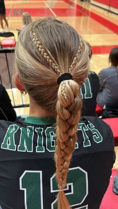 Girls Sports Hair, Gaelic Hairstyles, Powerlifting Hairstyles, Girls Sports Hairstyles, Xc Hair Styles, Xc Hairstyles, Cross Country Hairstyles, Cute Cheer Hairstyles, Athletic Hair