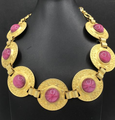 Jewelry Vault, Desert Hot Springs, Eye Glass, Vintage Necklaces, Cats Eye, Pink Stars, Pink Jewelry, Gold Tone Necklace, Pink Cat