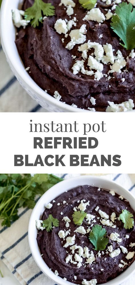 Black Bean Refried Beans, Refried Black Beans, Beans In Crockpot, Refried Beans Recipe, Dried Black Beans, Black Bean Recipes, Meat Recipes For Dinner, Mexican Dinner Recipes, Cuban Recipes