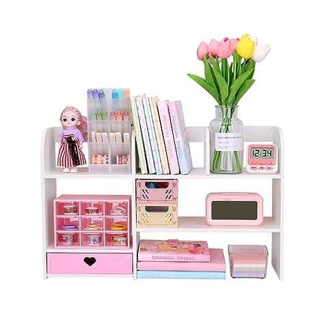 PRICES MAY VARY. Stylish Organization: Keep your workspace tidy and looking great with this cute desktop organizer that offers plenty of organized storage. Easy to Install: With a simple and intuitive design, this shelf is easy to assemble and install, so you can have it up and running in no time. This Cute Bookshelf provides versatile storage, accommodating various items such as books, stationery, and more. The 2 layering design and various compartments allow for easy sorting and organization, Kawaii Organizer, Desk Kawaii, Cute Office Desk, Counseling Room, Dream Bored, Cute Bookshelf, Small Desk Organization, Layering Design, Cute Bookshelves