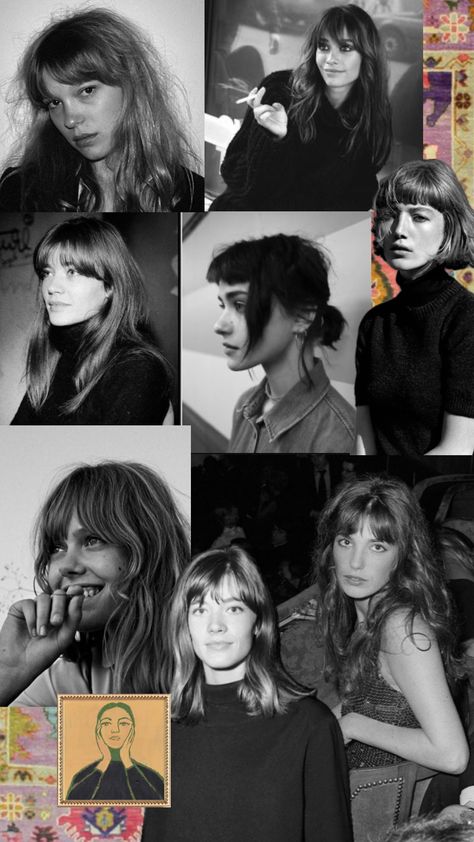 #bangs #hairinspo #frenchgirlaesthetic #brunettes French Messy Hair, French Haircut With Bangs, Curly French Hair, French Bangs Wavy Hair, Birkin Bangs Medium Hair, French Haircut, Brunette Bangs, Mullet Shag, French Bangs