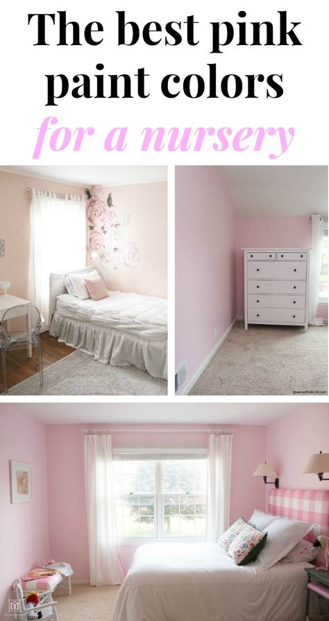 This is such a great list of the best light pink paint colors for a nursery or little girls' bedroom. See the paint colors in real life bedrooms! #greenwithdecor #paint #pinkpaintcolors #pink Pink Paint For Nursery, Pink Paint Colors For Girls Room, Light Pink Paint Colors, Pink Nursery Paint Colors, Best Pink Paint, Grooming Room, Light Pink Bedrooms, Light Pink Paint, Girls Bedroom Paint