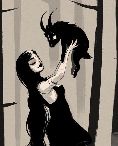 Satanic Art Girl, Gothic Girl Art, Black Phillip, Arte Peculiar, Goth Art, Beautiful Dark Art, Witch Art, Wow Art, Creepy Art