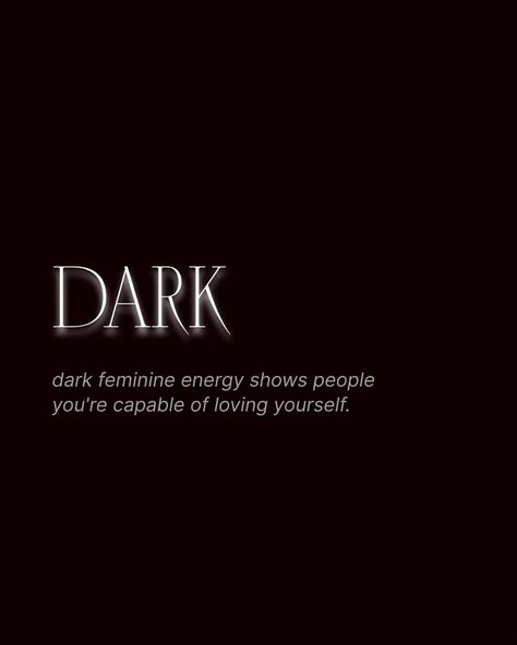 Dark feminine energy shows people you're capable of loving yourself. #elitemindset #empoweredwomenempowerwomen #iconicwomen #selfworthiseverything #darkfemininity #darkfeminineenergy #darkfeminineaesthetic #metaphysics #levelupyourlife #lifmood #darkluxury #identityshifting #selfconcept #highvaluewoman Dark Feminine Meaning, Devine Feminine Meaning, Femine Wallpaper, Dark Feminine Qoute Short, Dark Feminine Aesthetic Black Women, Darkfeminineenergy Aesthetic, Dark Feminine Aura, Dark Baddie Aesthetic, Dark Women Aesthetic