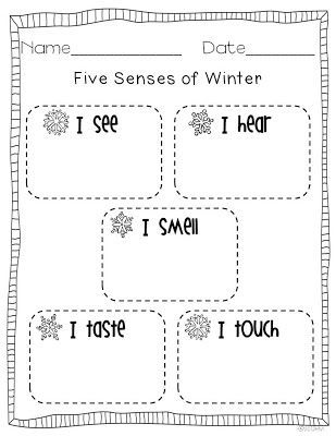 Kindergarten Writing Prompts, Miss Kindergarten, Winter Writing, Winter Activity, Winter Classroom, Winter Kindergarten, Kindergarten Fun, Five Senses, Winter Preschool