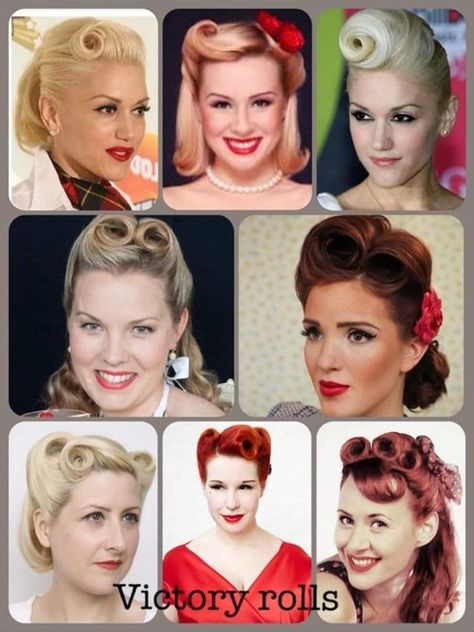 Victory Rolls Short Hair, Pin Up Girl Hairstyles, Victory Roll Hair, Victory Roll, 1940s Clothing, Pin Up Curls, Short Textured Hair, 40s Hairstyles, 2024 Hairstyles